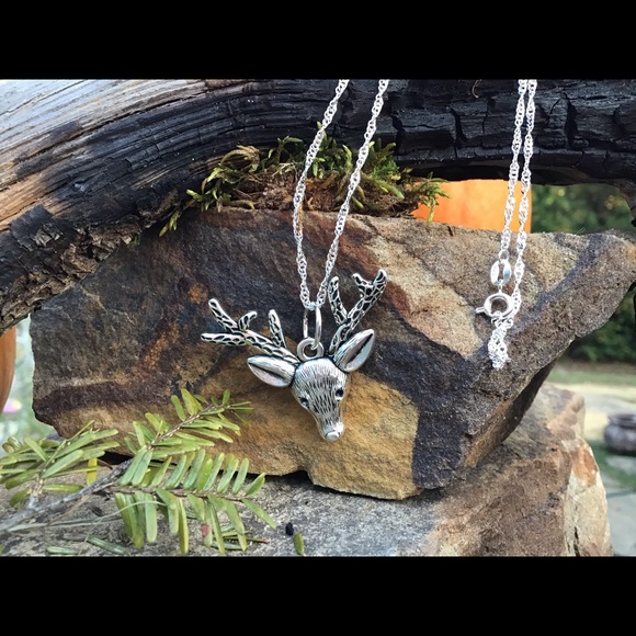 Christmas reindeer deer silver 925 necklace 20” or stainless steel - Picture 7 of 14